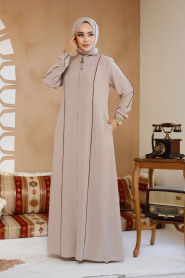Modest Beige Plus Size Abaya 8148BEJ - 1