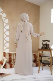 Modest Beige Plus Size Abaya 8148BEJ - 4