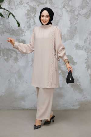 Modest Beige Plus Size Dual Suit 65882BEJ - 2