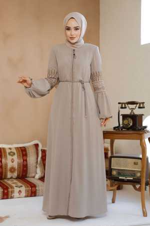 Modest Beige Plus Size Dubai Abaya 90351BEJ - 1