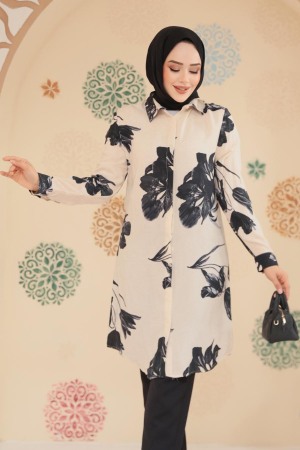 Modest Beige Plus Size Tunic 11732BEJ - 2