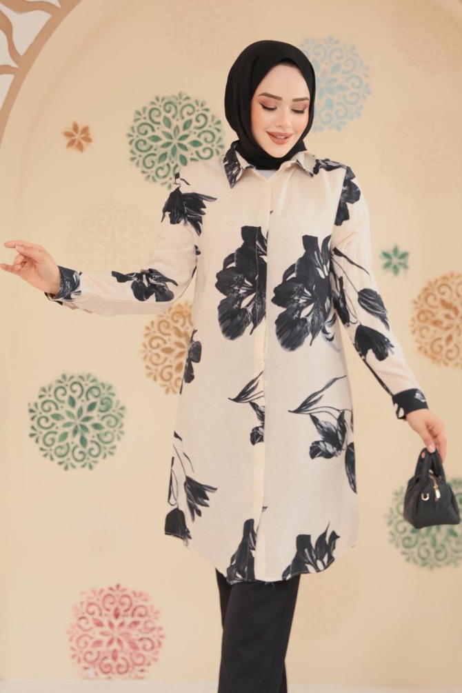 Modest Beige Plus Size Tunic 11732BEJ - 2