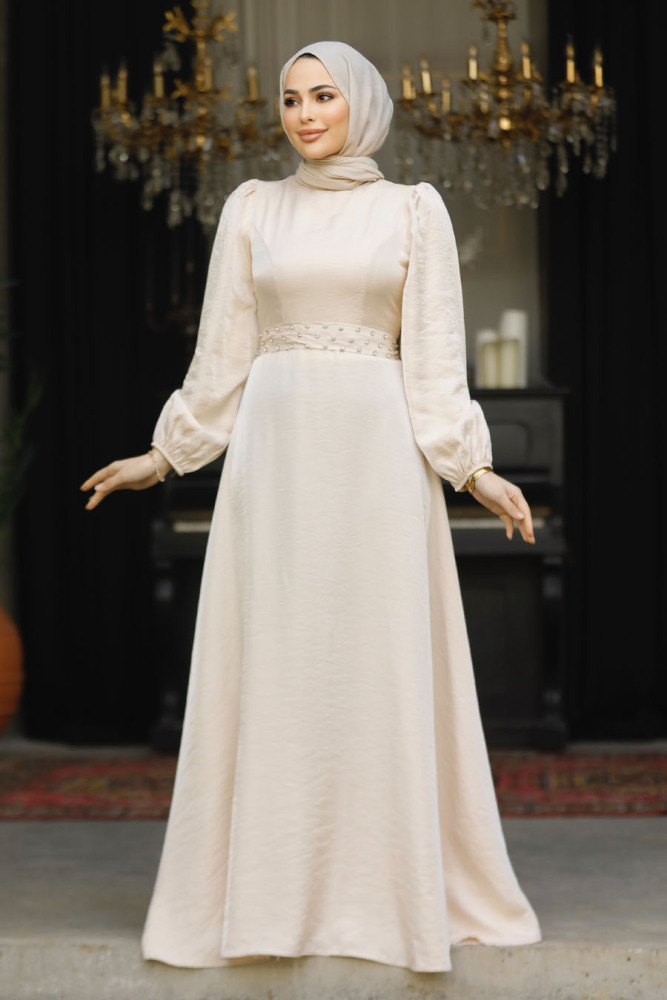 Modest Beige Prom Dress 23301BEJ - 5