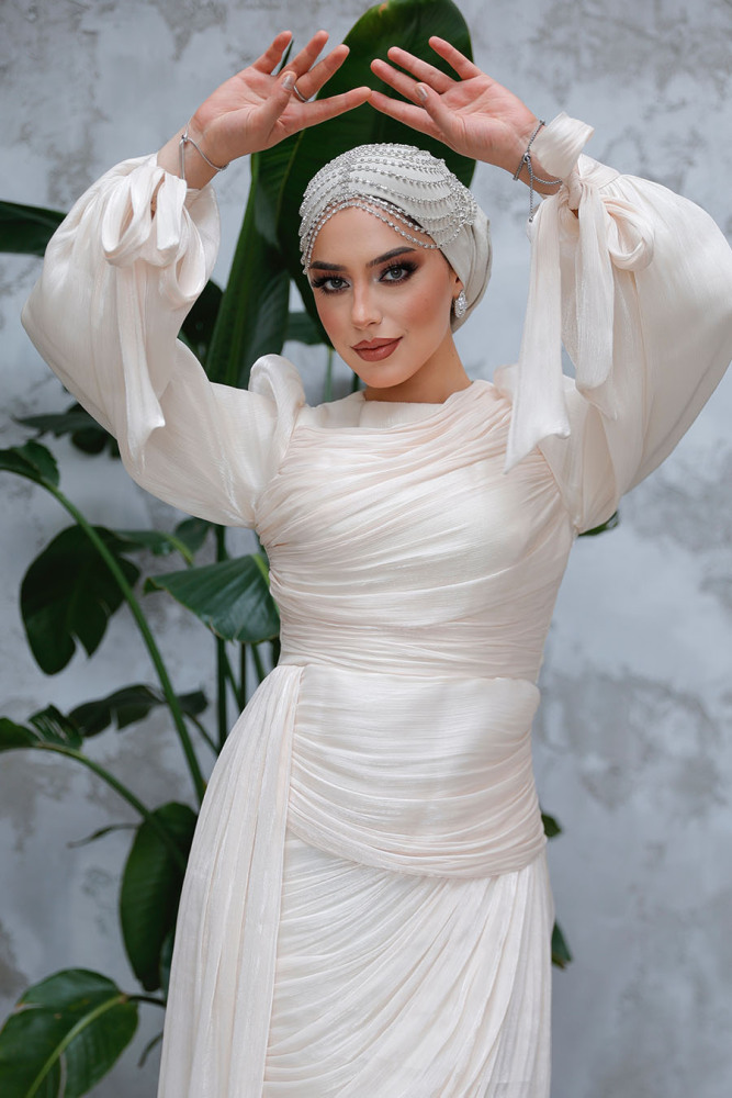 Modest Beige Prom Dress 48491BEJ - 2