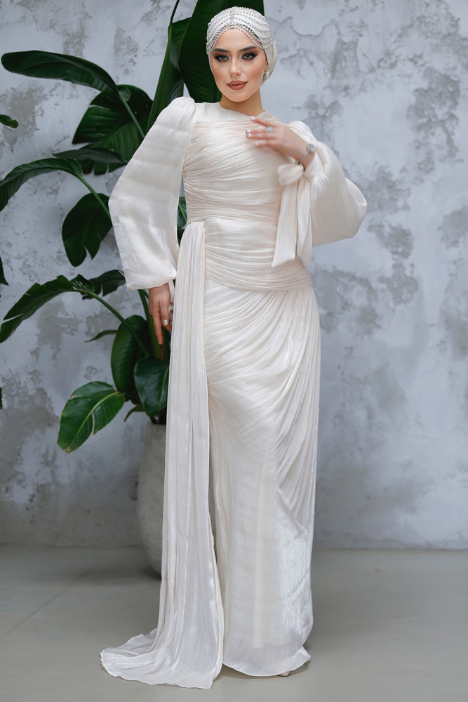 Modest Beige Prom Dress 48491BEJ - 3