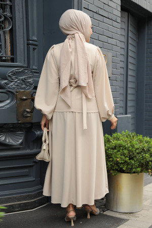 Modest Beige Skirt Dual Suit 20024BEJ - 4