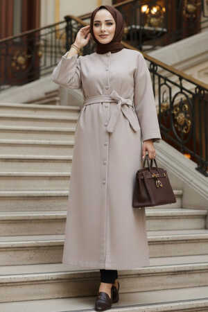 Modest Beige Stamp Coat 61302BEJ - 1