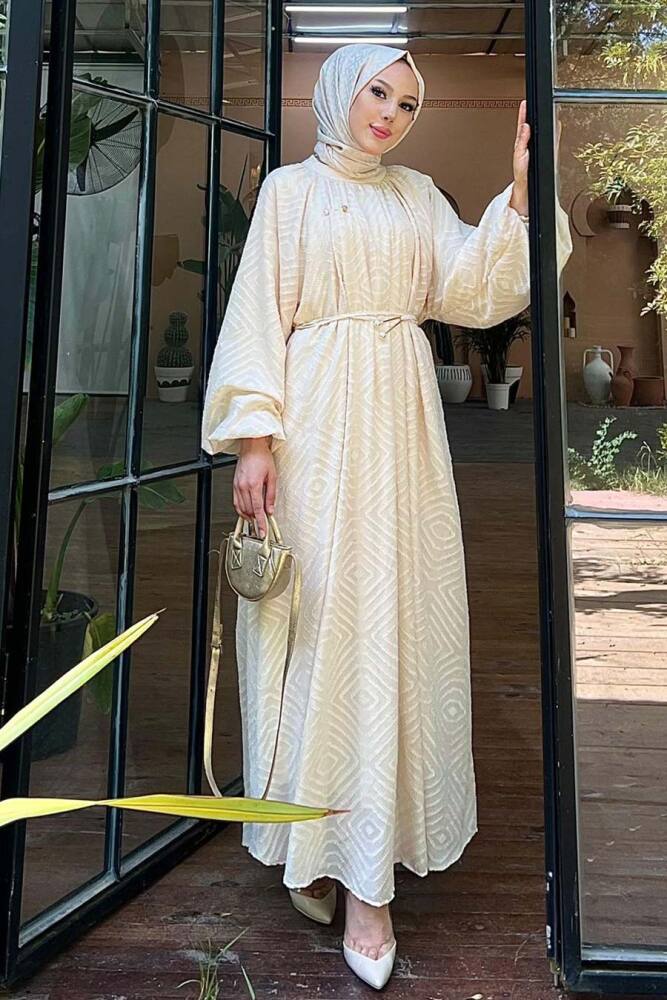 Modest Beige Summer Dress 14291BEJ - 1