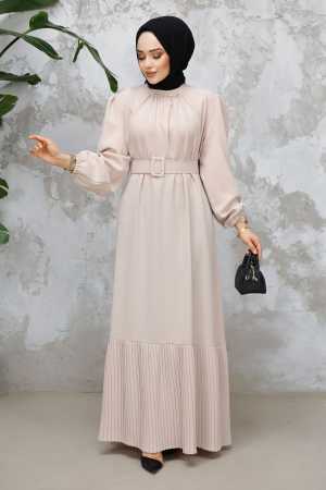 Modest Beige Summer Dress 65878BEJ - 1