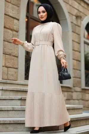 Modest Beige Summer Dress 65878BEJ - 1