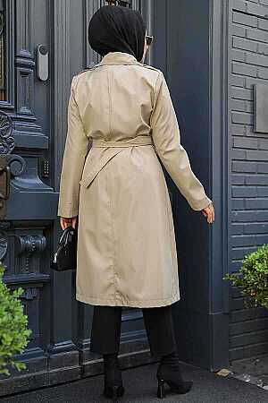 Modest Beige Trench Coat 60500BEJ - 3