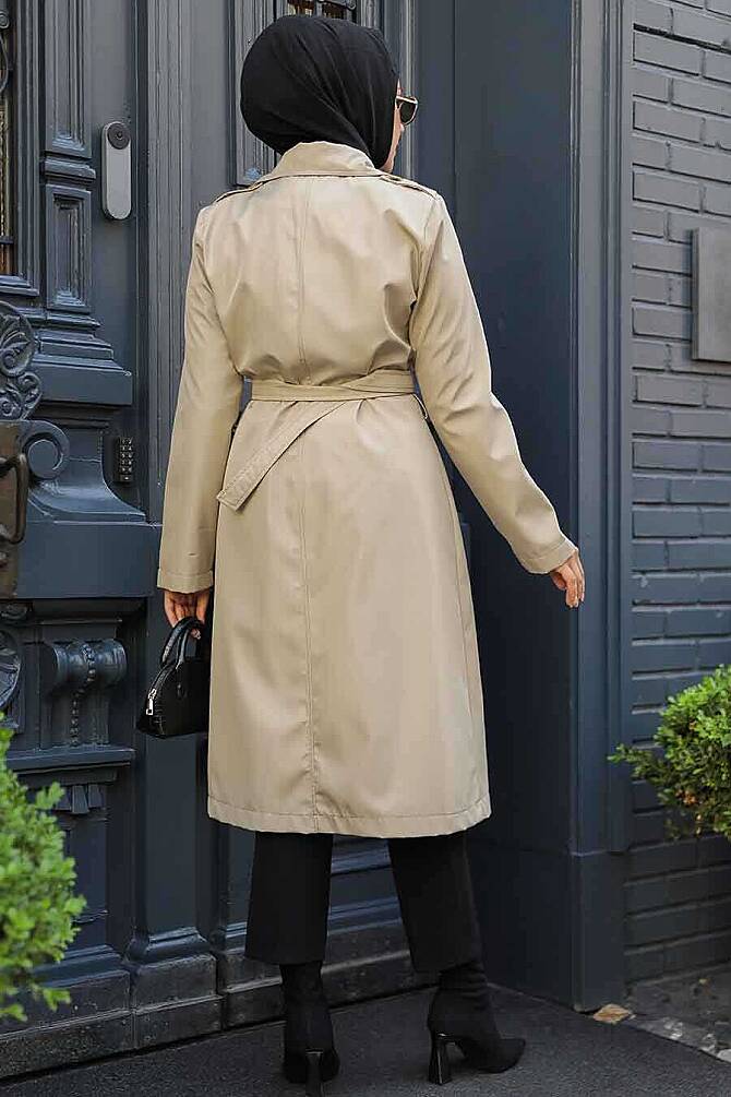 Modest Beige Trench Coat 60500BEJ - 3