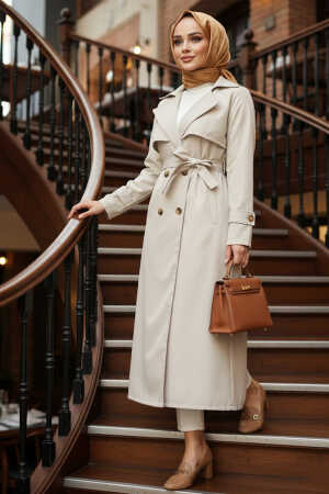 Modest Beige Trench Coat 6103BEJ - 1