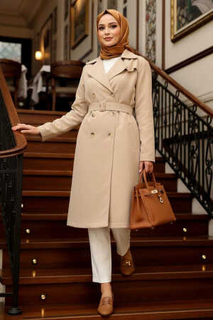 Modest Beige Trench Coat 61221BEJ - 1