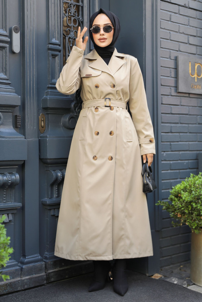 Modest Beige Trench Coat 61500BEJ - 2