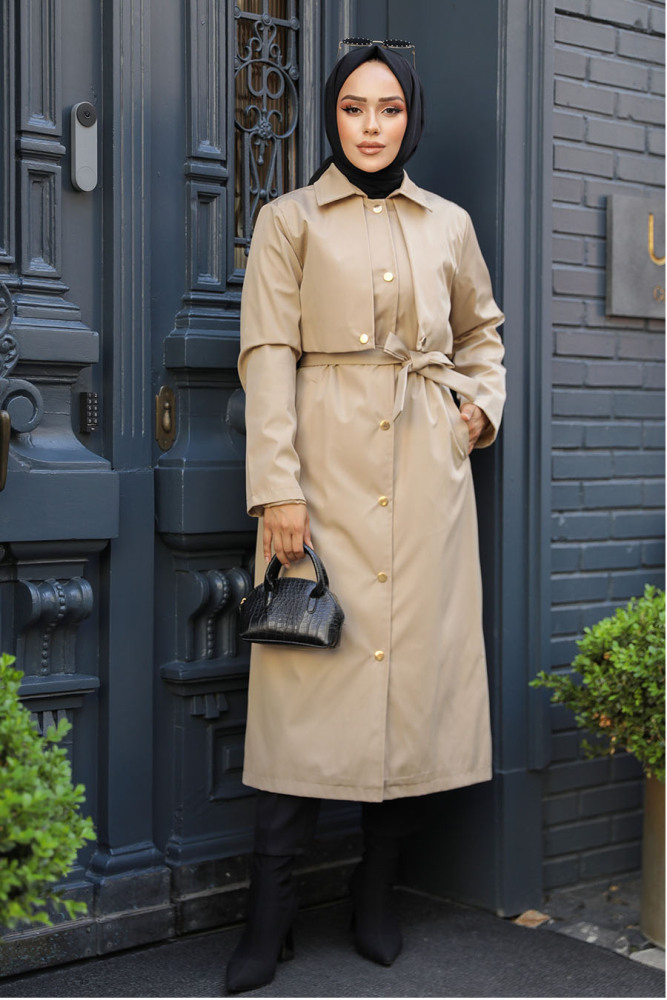 Modest Beige Trench Coat 62131BEJ - 1