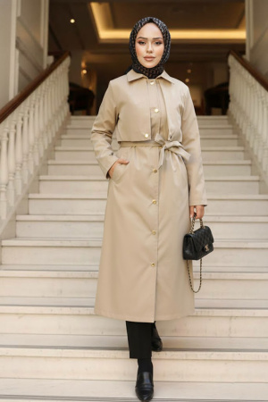 Modest Beige Trench Coat 62131BEJ - 1