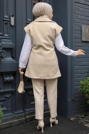 Modest Beige Vest 61371BEJ - 4