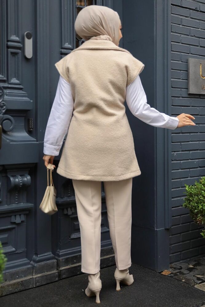 Modest Beige Vest 61371BEJ - 4