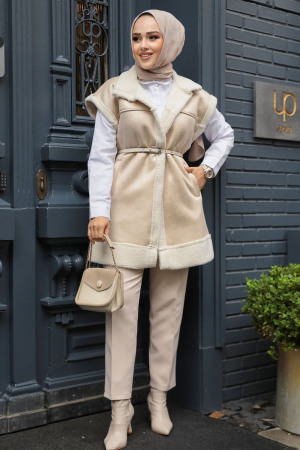Modest Beige Vest 61421BEJ - 2