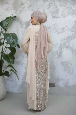 Modest Beige Wedding Dress 50231BEJ - 4