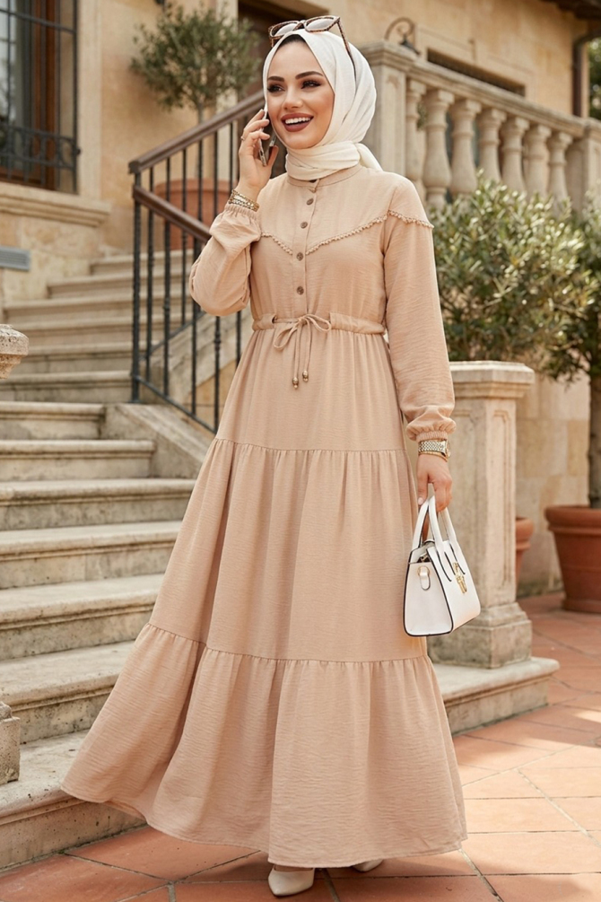 Modest Biscuit Eid Dress 10334BS - 1