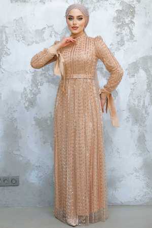 Modest Biscuit Evening Gown 47201BS - 1