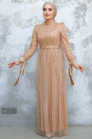 Modest Biscuit Evening Gown 47201BS - 3