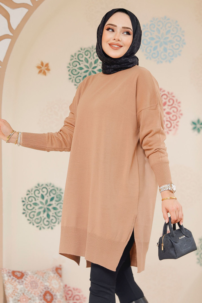 Modest Biscuit Knitwear Jumper Top 17203BS - 1
