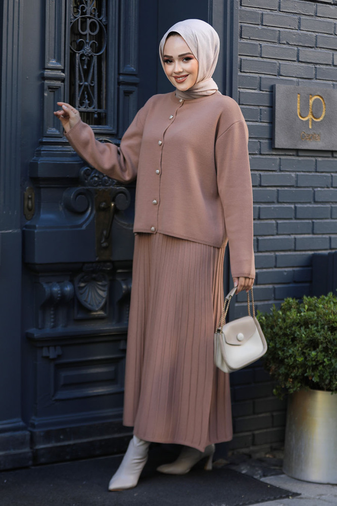 Modest Biscuit Knitwear Skirted Dual Suit 40013BS - 1