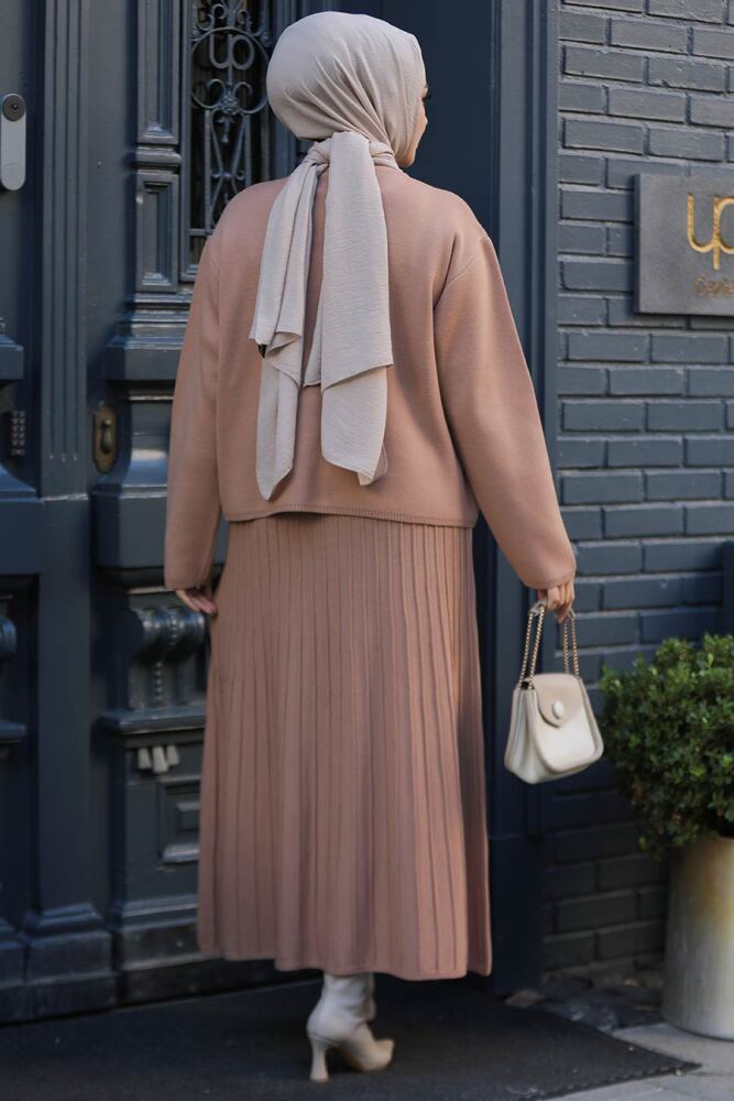 Modest Biscuit Knitwear Skirted Dual Suit 40013BS - 3