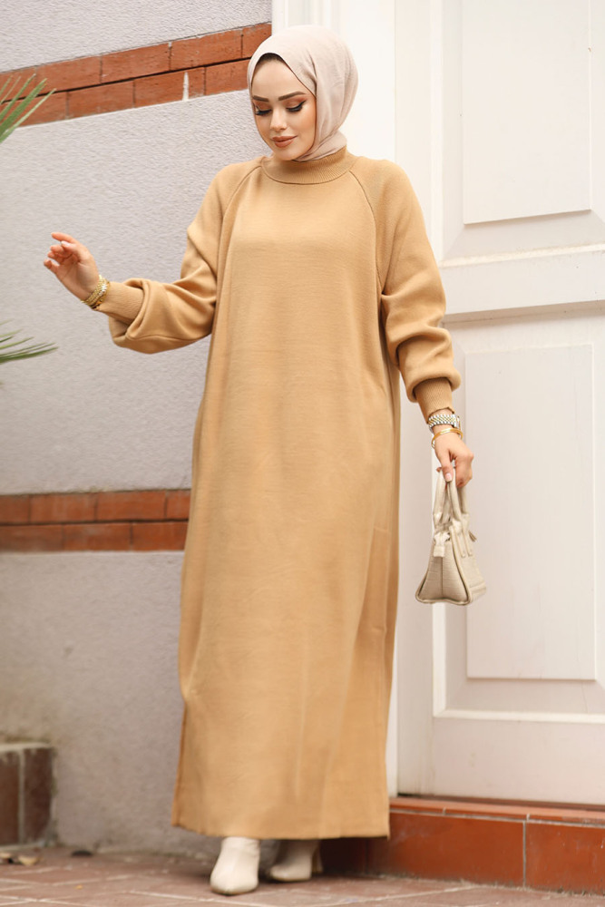 Modest Biscuit Maxi Knitwear Dress 30141BS - 1