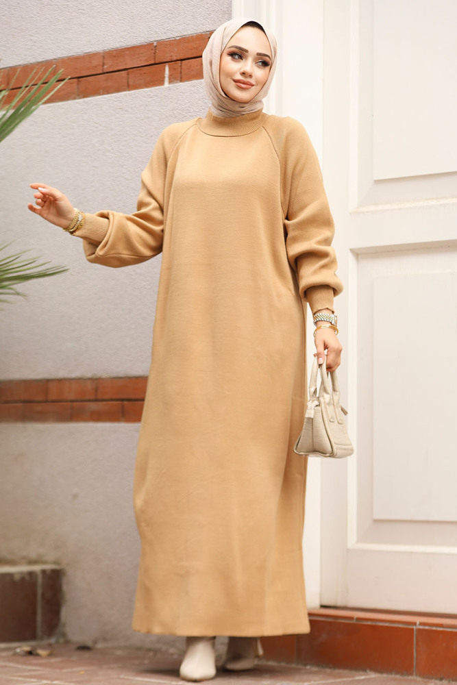 Modest Biscuit Maxi Knitwear Dress 30141BS - 2