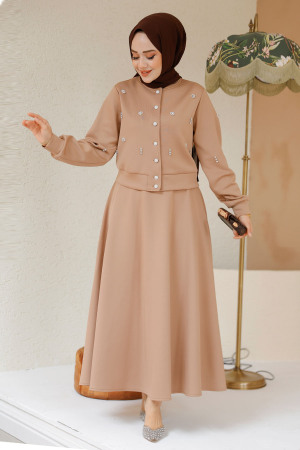 Modest Biscuit Skirted Dual Suit 1277BS - 1