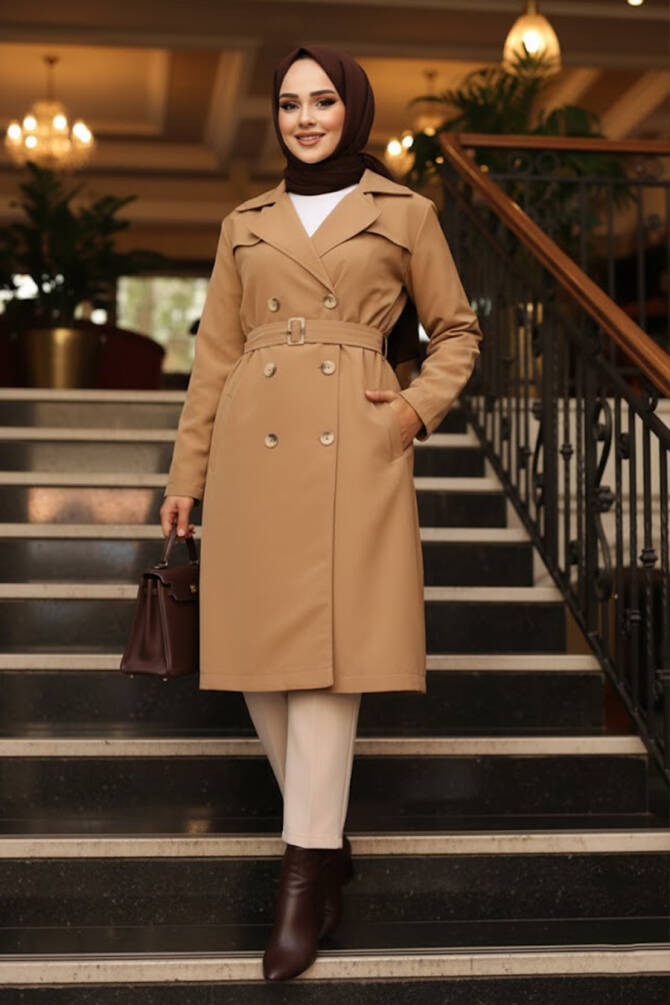 Modest Biscuit Trench Coat 61221BS - 1