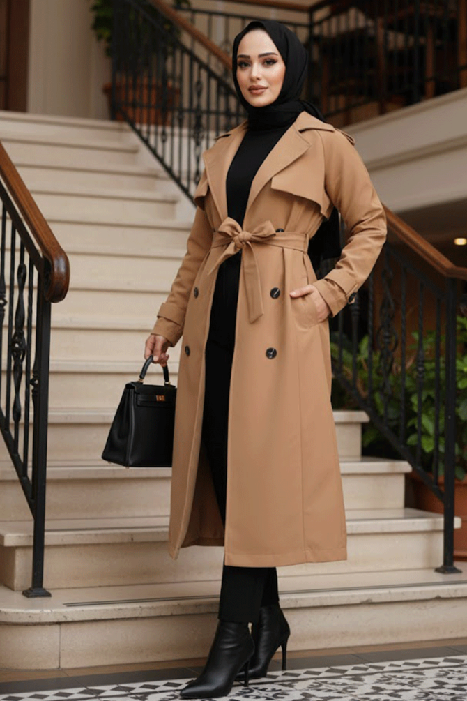 Modest Biscuit Trench Coat 61261BS - 1