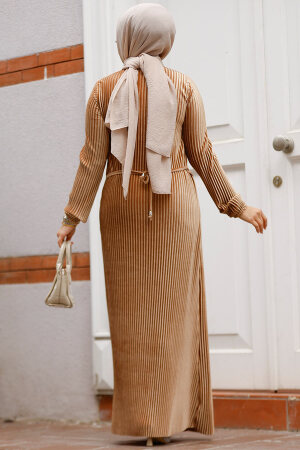 Modest Biscuit Velvet Dress 22751BS - 1