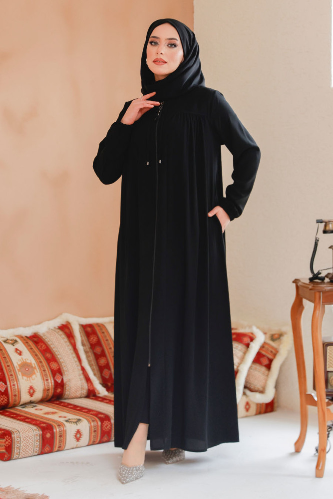 Modest Black Abaya 45290S - 1