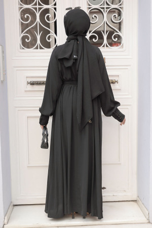 Modest Black Abaya Dress 330104S - 3