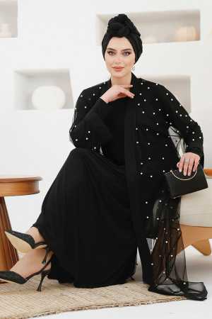 Modest Black Abaya Dual Suit 42781S - 4
