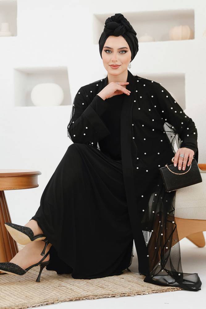 Modest Black Abaya Dual Suit 42781S - 4