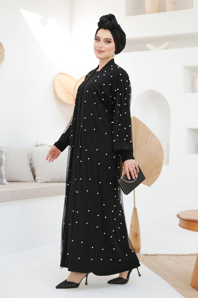 Modest Black Abaya Dual Suit 42781S - 2