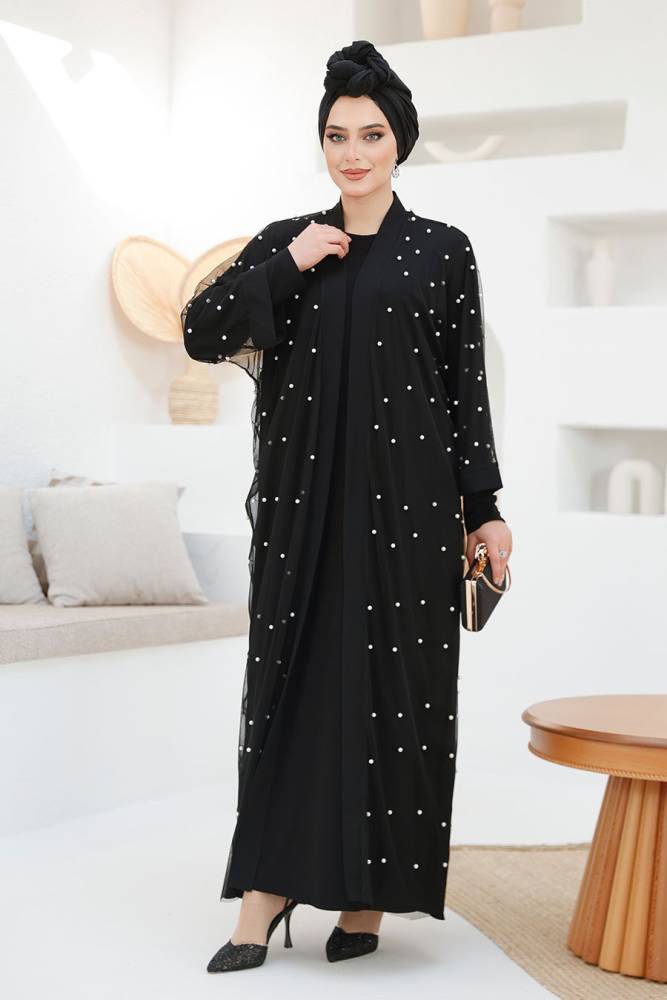 Modest Black Abaya Dual Suit 42781S - 3