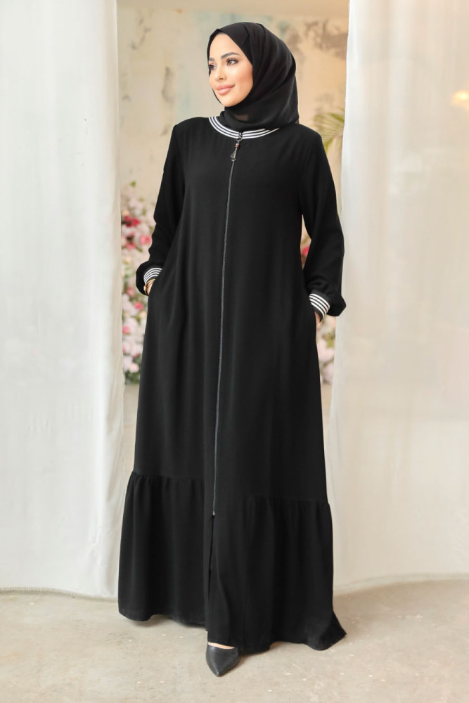 Modest Black Abaya Dubai 45276S - 1