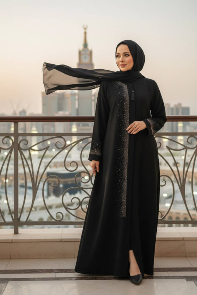 Modest Black Abaya For Women 26331S - NEVA STYLE