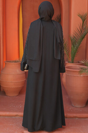 Modest Black Abaya For Women 29111S - 3
