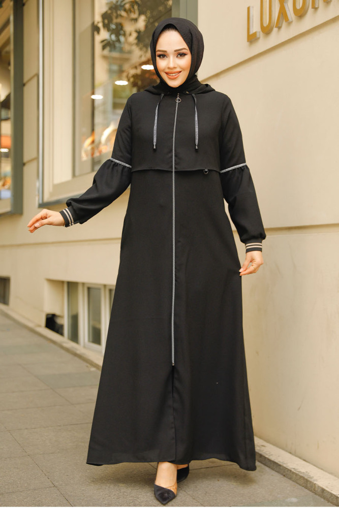 Modest Black Abaya For Women 62602S - 3