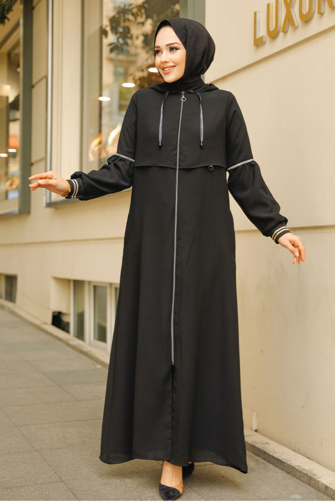 Modest Black Abaya For Women 62602S - 2