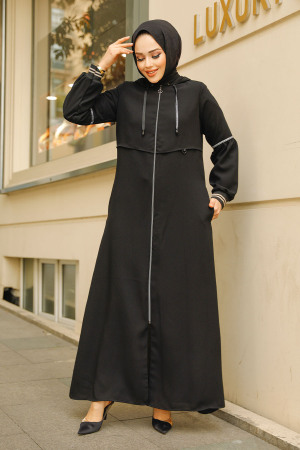Modest Black Abaya For Women 62602S - 1
