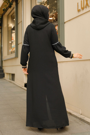 Modest Black Abaya For Women 62602S - 4
